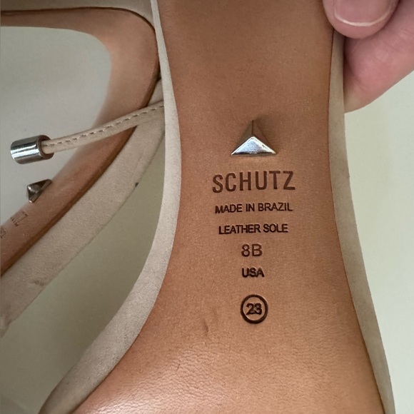 Schutz Josseana Leather Sandals High Heel Ankle Tie Nude Women’s size 8 - Picture 11 of 16